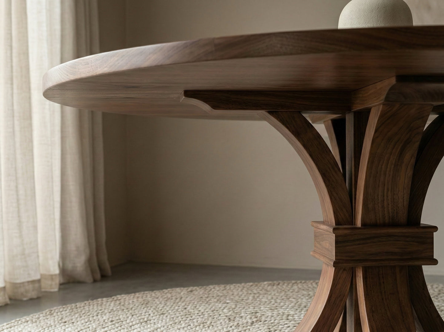 Ann Single Pedestal Table in Walnut