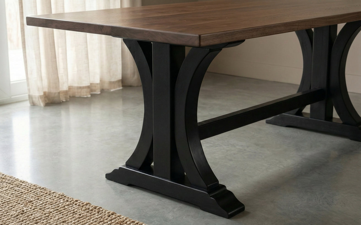 Crescent Trestle Table in Walnut
